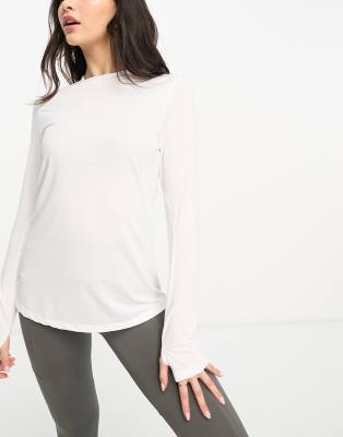 Urban Threads seamless long sleeve sports crop top in charcoal