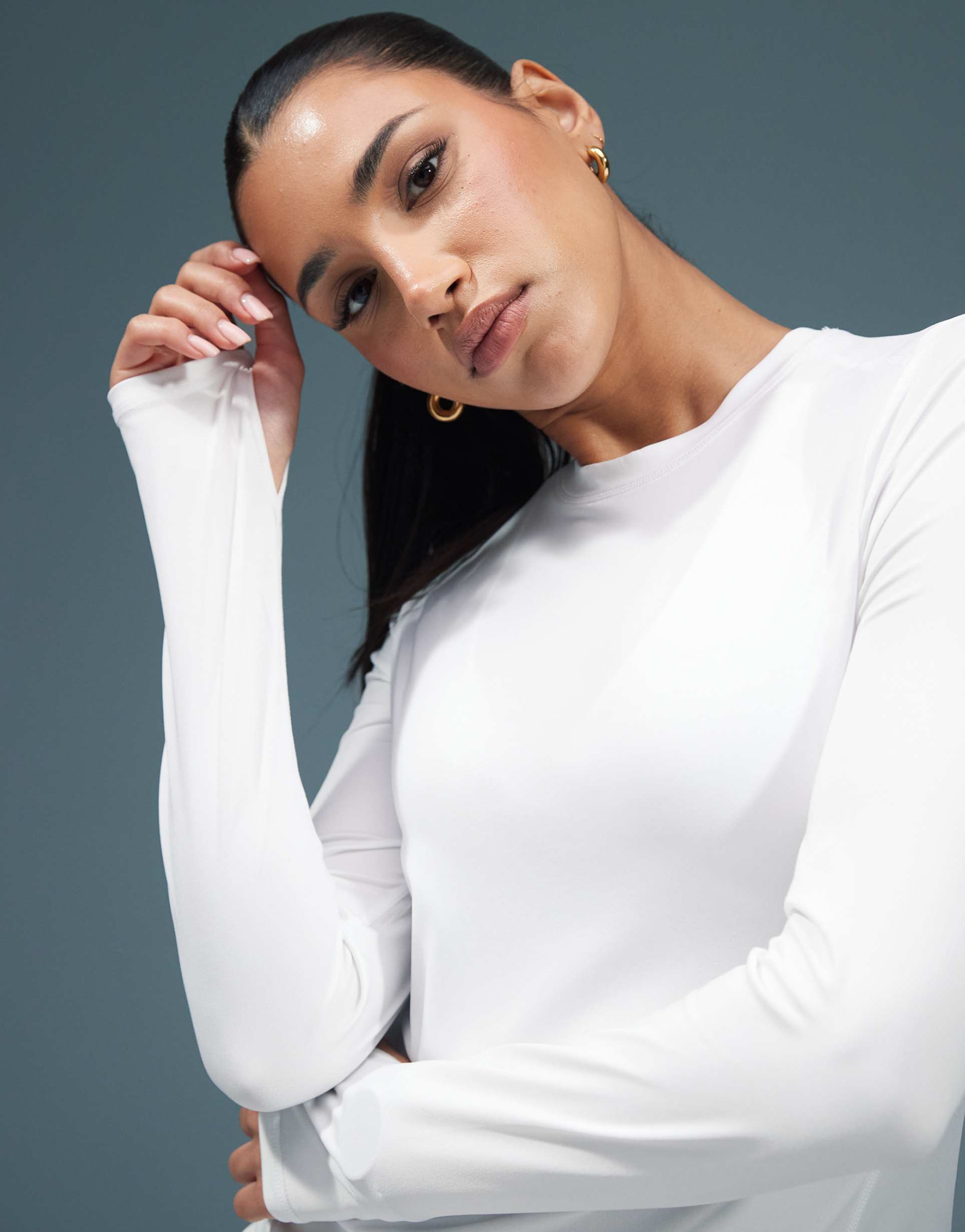 asos 4505 icon long sleeve running top in white