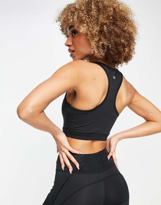 ASOS 4505 Icon longline scoop neck medium support sports bra in black , 2 of 4