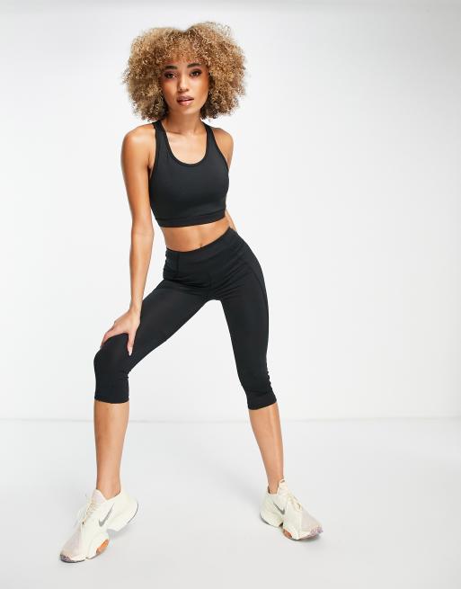 ASOS 4505 Icon longline scoop neck medium support sports bra in black , 4 of 4