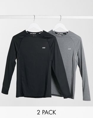 ASOS 4505 icon muscle fit training long sleeve t-shirt with quick dry 2 pack SAVE  - ASOS Price Checker