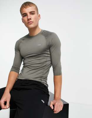 ASOS 4505 icon muscle fit training long sleeve t-shirt with quick dry in olive-Green