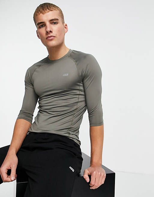 ASOS 4505 icon muscle fit training long sleeve t-shirt with quick dry in olive