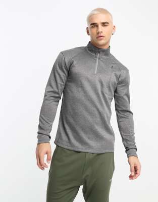 4505 icon muscle fit training sweatshirt with 1/4 zip in gray heather-Grey