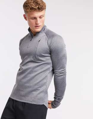 ASOS 4505 icon muscle fit training sweatshirt with 1/4 zip in grey marl - ASOS Price Checker