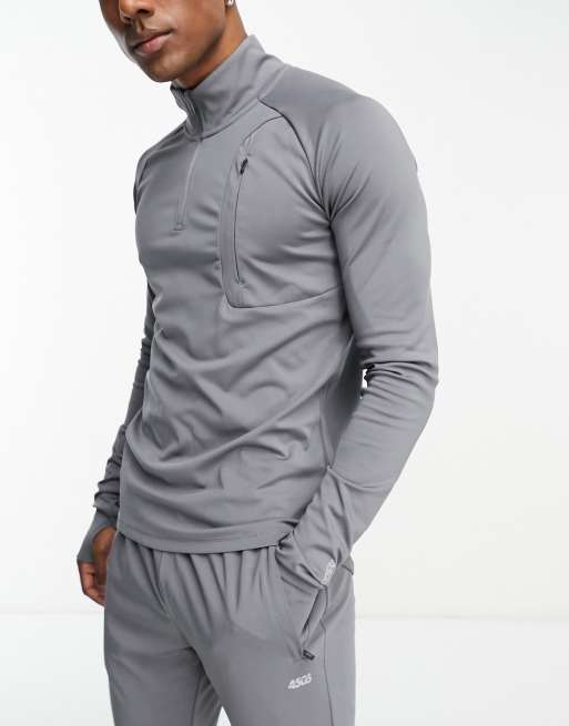 ASOS - 4505 icon muscle fit training sweatshirt with 1/4 zip-Grey