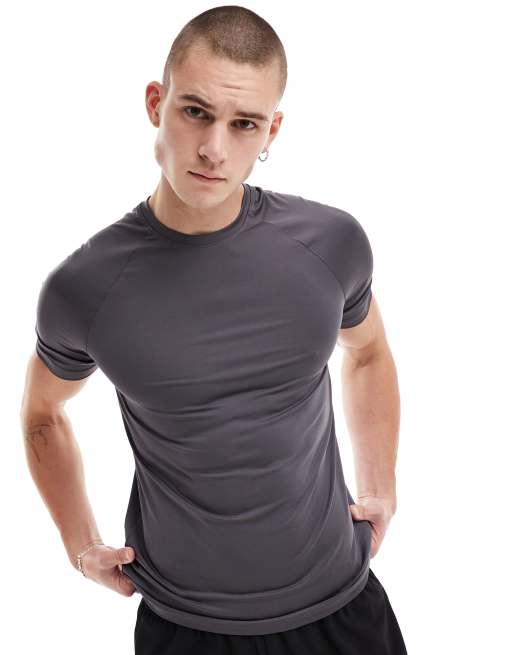  ASOS 4505 Icon muscle fit training t-shirt with quick dry in charcoal