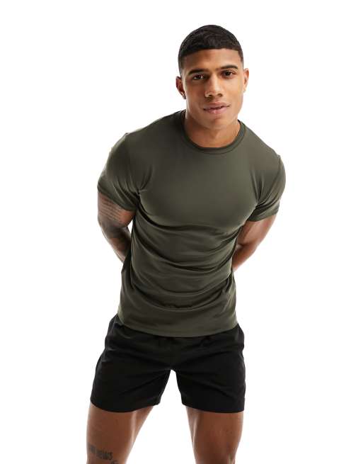 ASOS 4505 icon muscle fit training t-shirt with quick dry in khaki