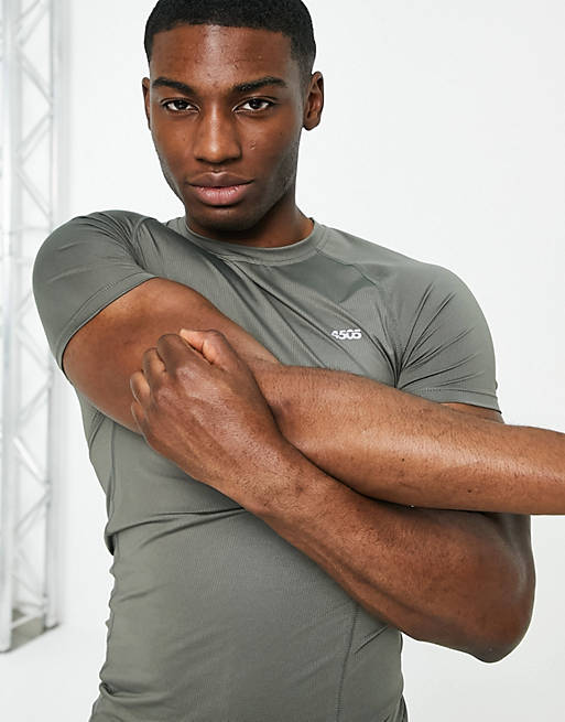 ASOS 4505 icon muscle fit training t-shirt with quick dry in khaki