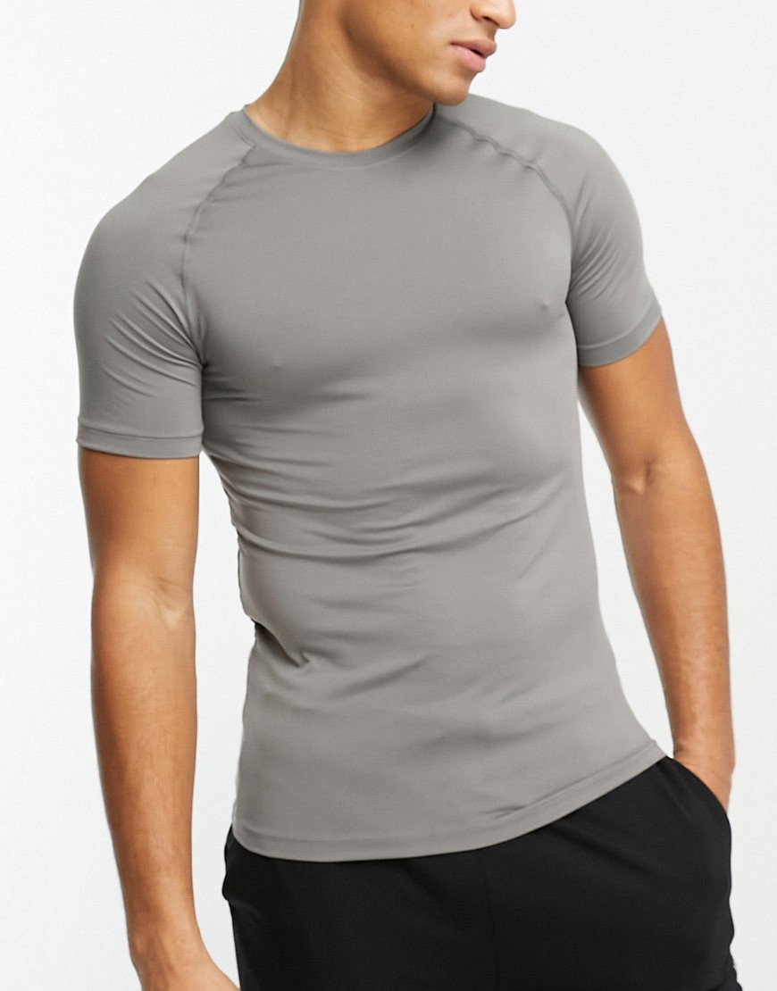 ASOS 4505 icon muscle fit training t-shirt with quick dry-Gray
