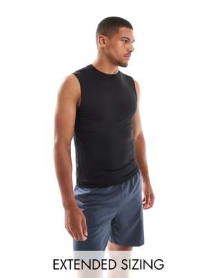 4505 Icon muscle fit training tank with quick dry in black