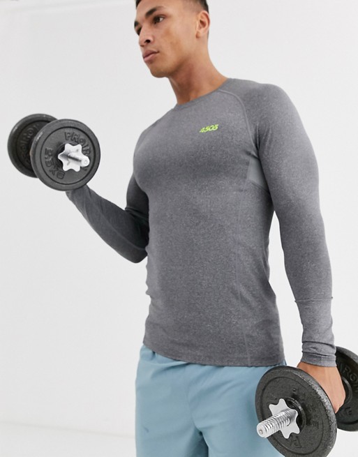 ASOS 4505 icon muscle training long sleeve t-shirt with quick dry in grey marl