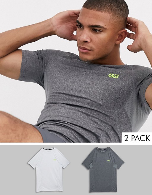 ASOS 4505 icon muscle training t-shirt with quick dry 2 pack SAVE
