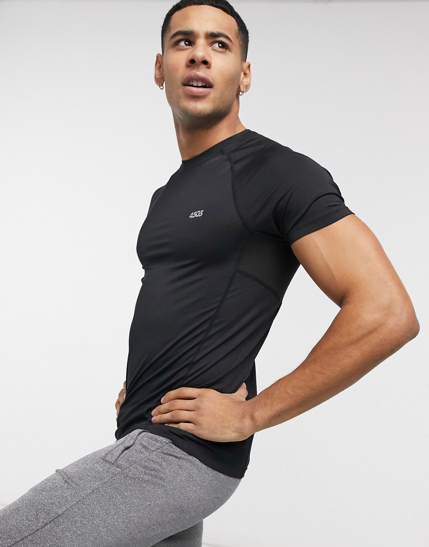 ASOS DESIGN 4505 ICON MUSCLE TRAINING T-SHIRT WITH QUICK DRY IN BLACK,TWINPEA
