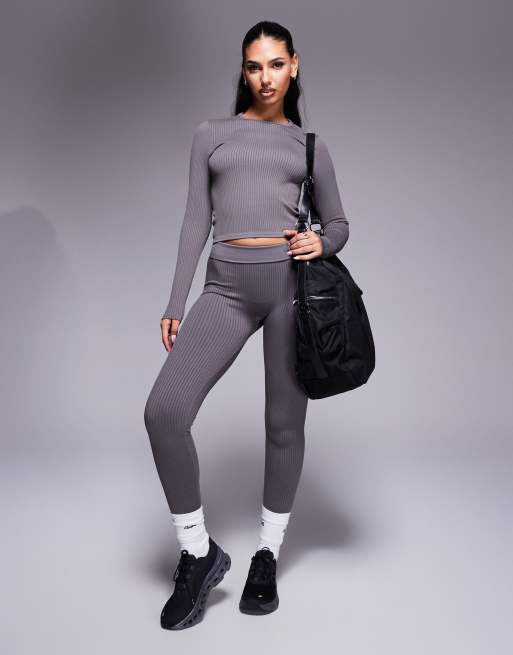 ASOS 4505 – Icon – Nahtloses, geripptes Set in Stahlgrau