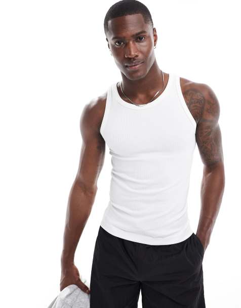 Tragershirts und Tank Tops fur Herren Unifarben weiBe Styles und mit Rippenstruktur ASOS