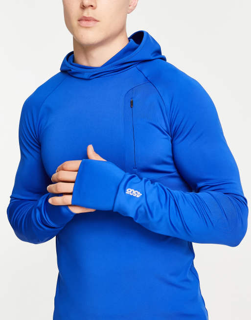 ASOS 4505 – Icon – Niebieska sportowa bluza z kapturem o kroju podkreślającym sylwetkę 
