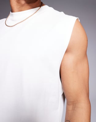 Asos 4505 Icon Oversized Cotton Pump Training Tank With Quick Dry Finish In White