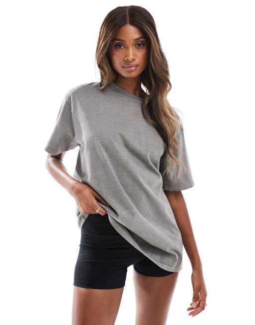 ASOS 4505 - Icon - Oversized T-shirt i hurtigttørrende stof i forvasket grå