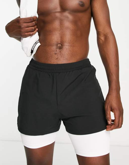 ASOS 4505 - Icon - Pantaloncini da running neri 2 in 1 da 18 cm 