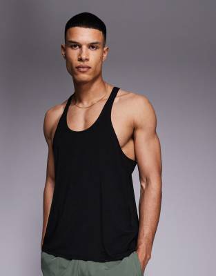 4505 Icon performance jersey quick dry stringer tank top in black