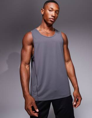 4505 Icon quick dry training tank top with racer back in charcoal-Gray