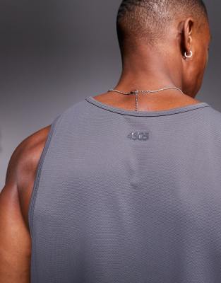 Asos 4505 Icon Quick Dry Training Tank Top With Racer Back In Gray