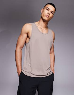ASOS 4505 ASOS 4505 Icon quick dry training vest with racer back in taupe grey