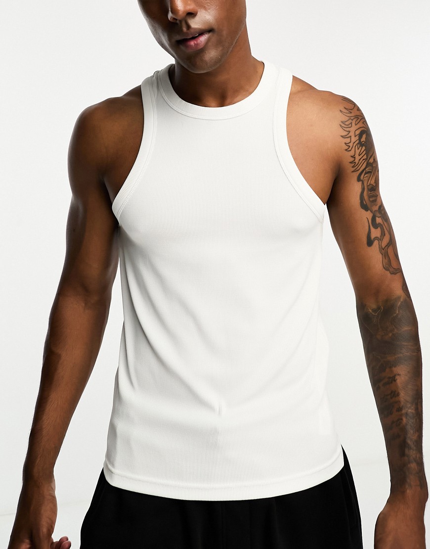 ASOS 4505 Icon ribbed training vest with quick dry in white