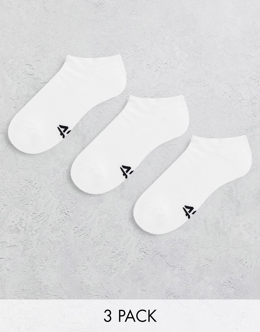 ASOS 4505 icon run sneaker socks with antibacterial finish 3 pack-White