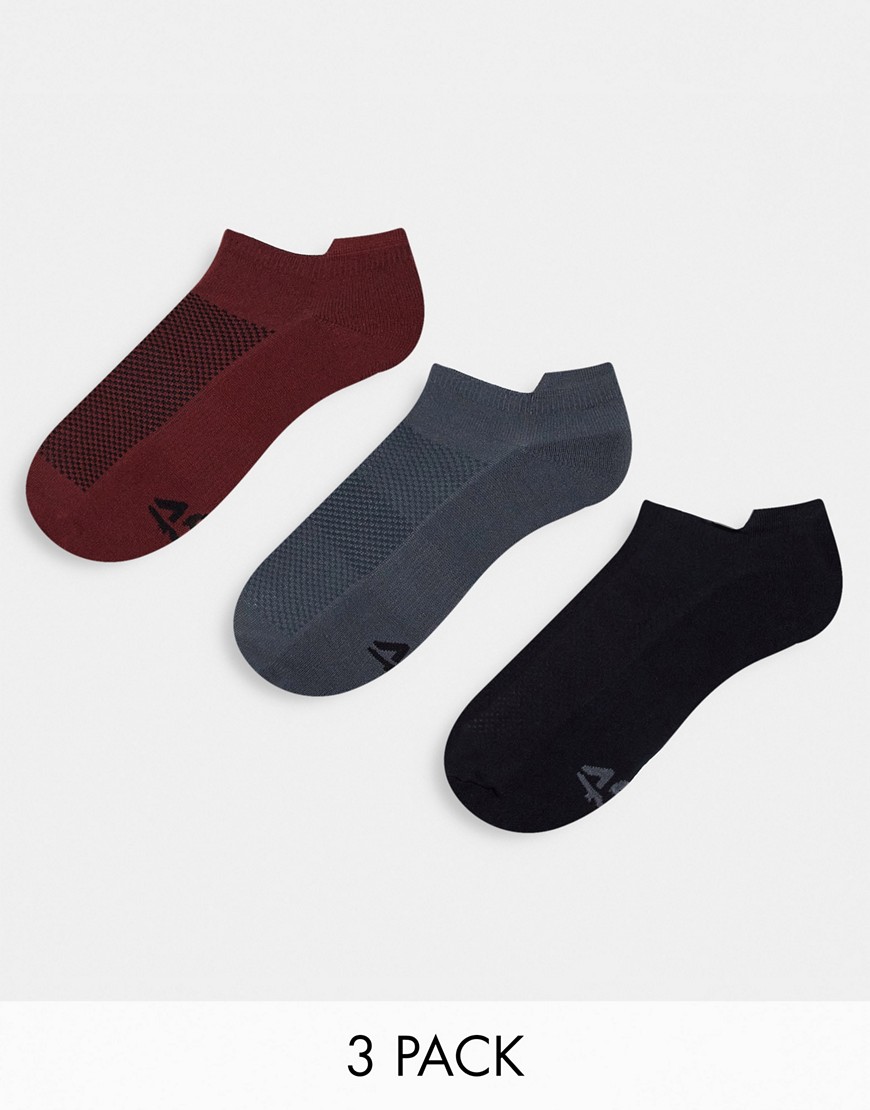 ASOS 4505 icon run sneaker socks with antibacterial finish 3 pack-Multi