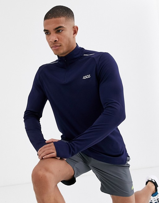 ASOS 4505 icon running long sleeve t-shirt with 1/4 zip and mesh panels