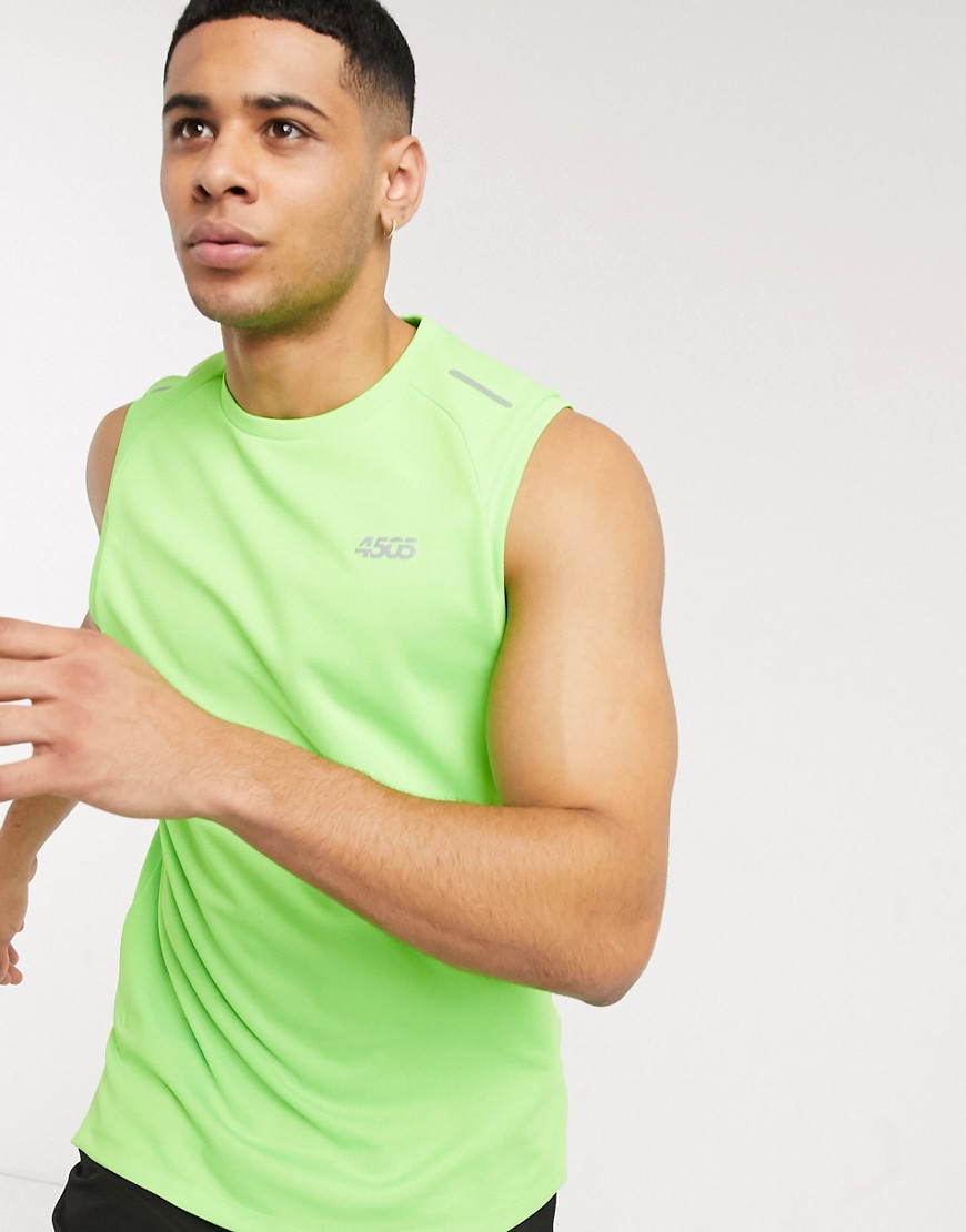 ASOS 4505 icon running sleeveless t-shirt with mesh panels in neon green