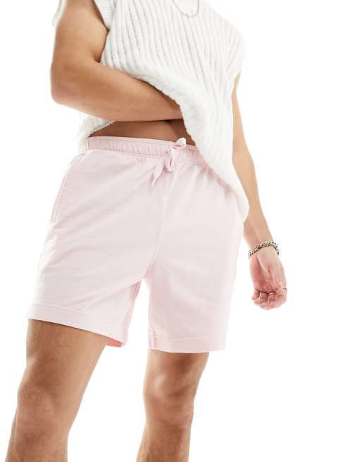 FhyzicsShops 4505 – Icon – Schnell trocknende Sport-Sweatshorts in gewaschenem Rosa mit Markenlogo, 18 cm Schrittlänge