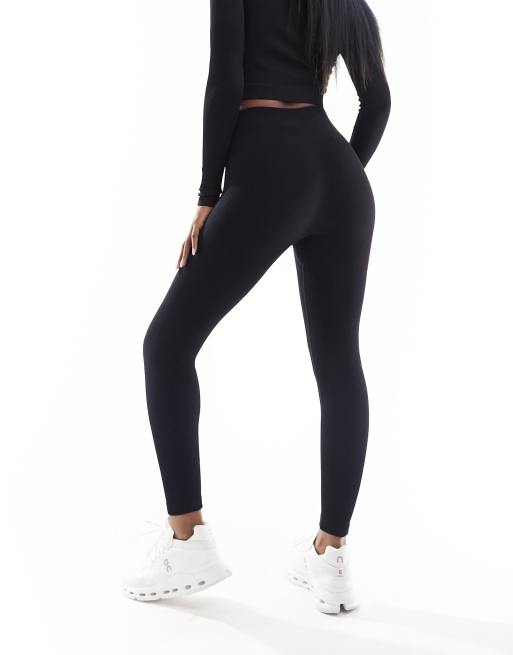 ASOS 4505 Icon seamless cropped 7/8 rib gym legging in black