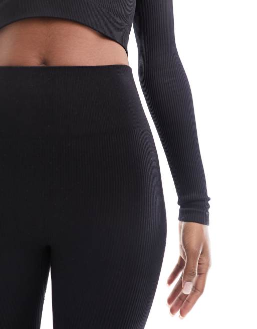 ASOS 4505 Icon seamless cropped 7/8 rib gym legging in black