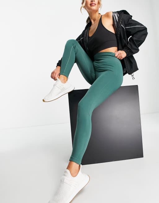 Super Soft Ribbed 7/8 Yoga Leggings - Trek Green