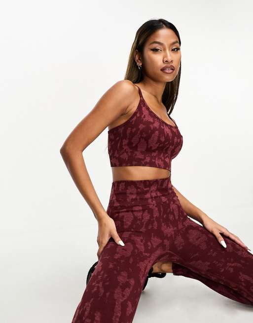 ASOS 4505 icon yoga cami with inner bra in graduated leopard