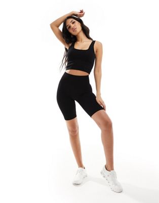 ASOS 4505 Icon seamless rib 8 inch legging short with quick dry in black