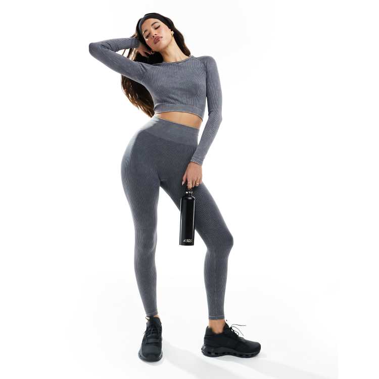 ASOS 4505 Icon seamless rib gym leggings in washed grey ASOS