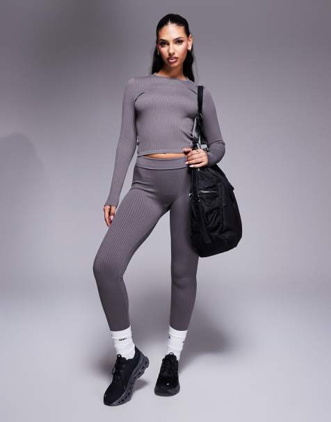 ASOS 4505 Icon seamless rib set in steel grey - view 1