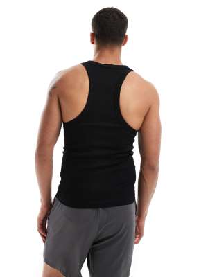 Asos 4505 Icon Seamless Ribbed Training Racer Tank Top In Black