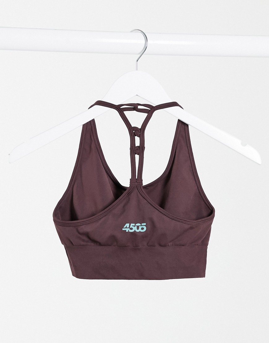 ASOS 4505 icon seamless sports bra with lattice back detail-Brown