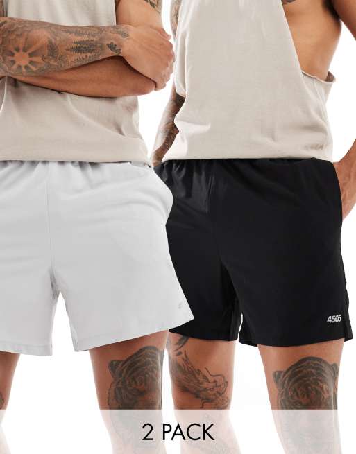 FhyzicsShops 4505 - Icon - Set van 2 sneldrogende trainingsshorts van 5 inch in zwart en zilvergrijs