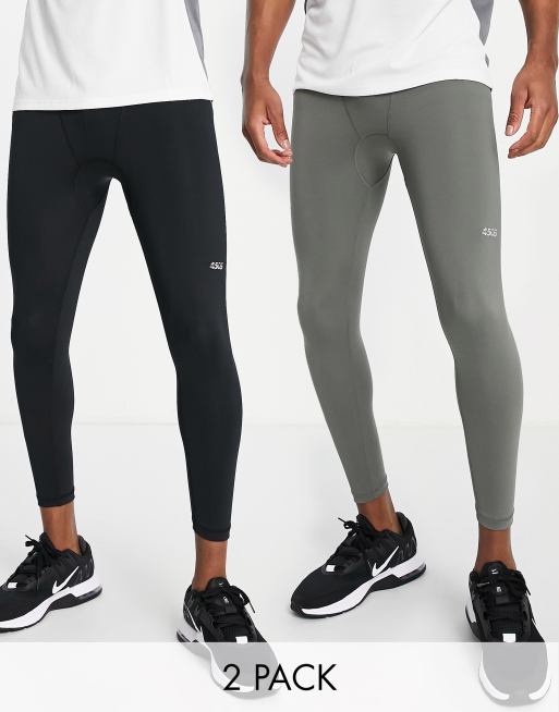 ASOS - 4505 Icon - Set van 2 trainingsleggings van sneldrogende stof met logo   