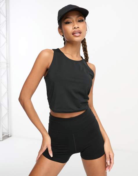 TALA Zahara medium support zip up sports bra in black exclusive to ASOS