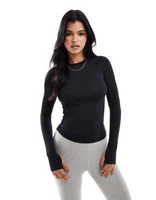 Asos Design 4505 Icon Slim Fit Active Long Sleeve Top In Black