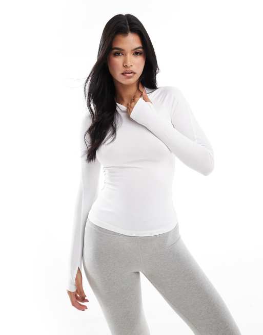 White long sleeve activewear sales