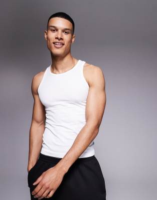 4505 Icon slim fit seamless ribbed tank top in white