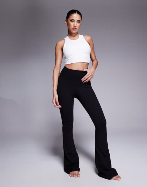 ASOS 4505 - Icon - Smalle kick flare-yogalegging met logo in zwart - view 1